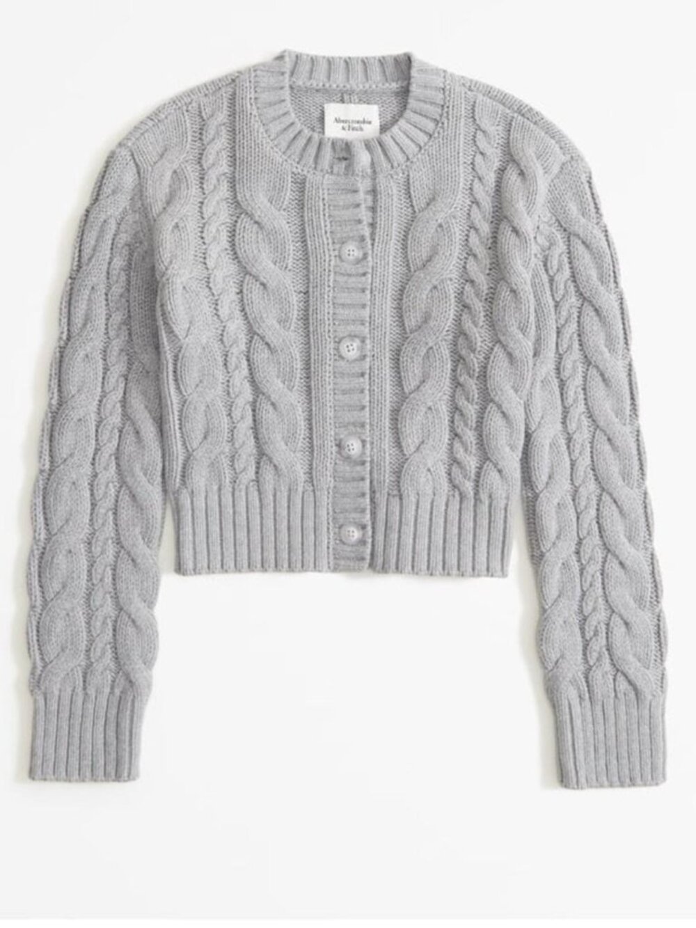Abercrombie & Fitch Women's Cable Short Cardigan Sweater - Gray - Size XS